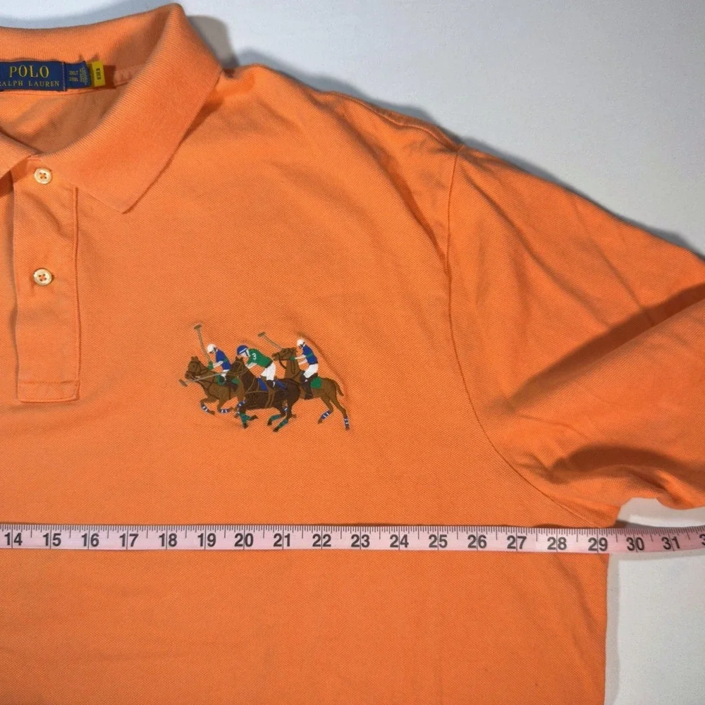 Polo Ralph Lauren Polo Shirt Mens 3XLT Orange Excellent Triple Pony Big Tall Y2K